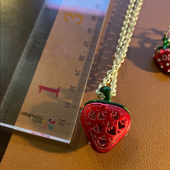 Dior Red Strawberry Necklace and Earrings Set - Picture 10 of 11